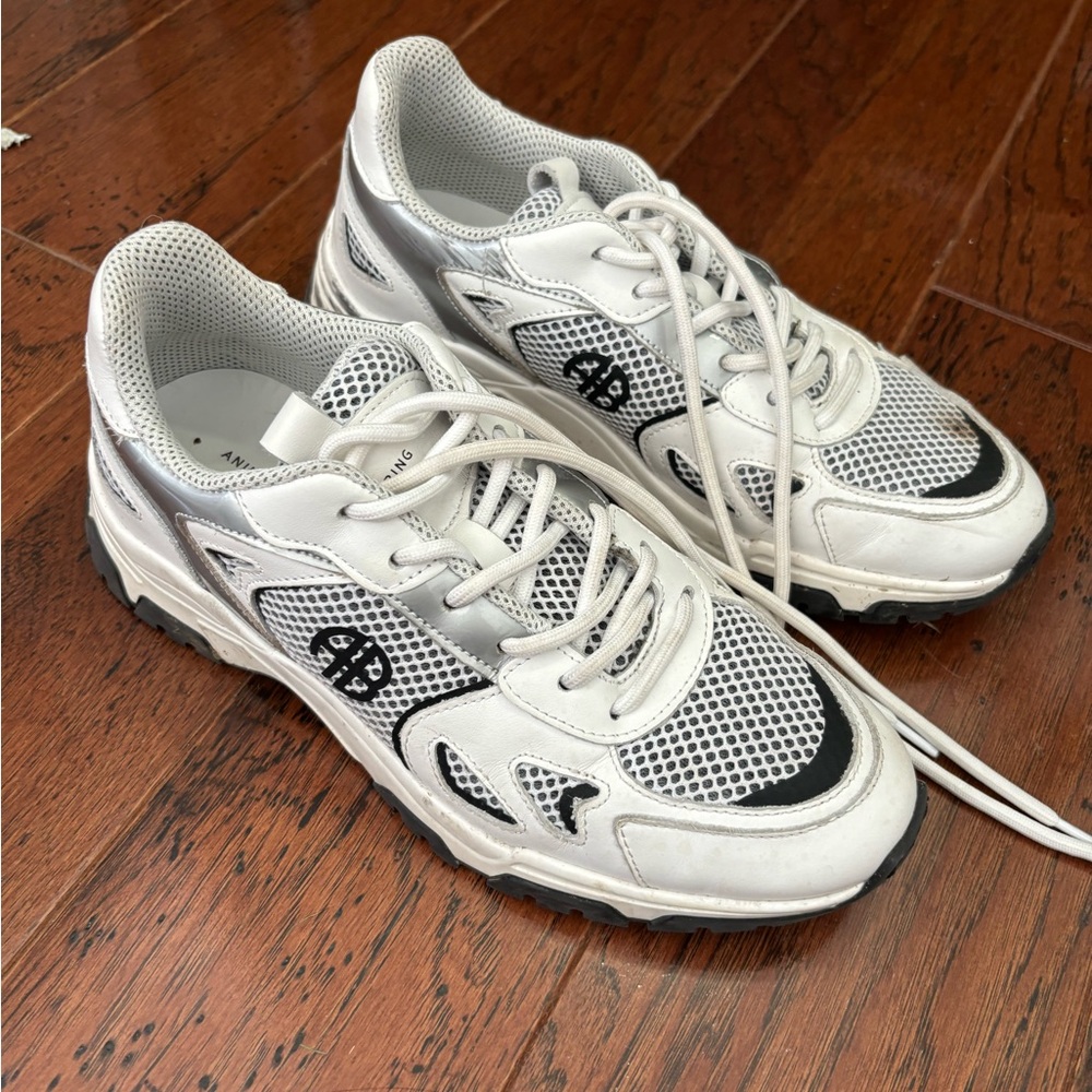 Anine Bing White and Black Sneakers